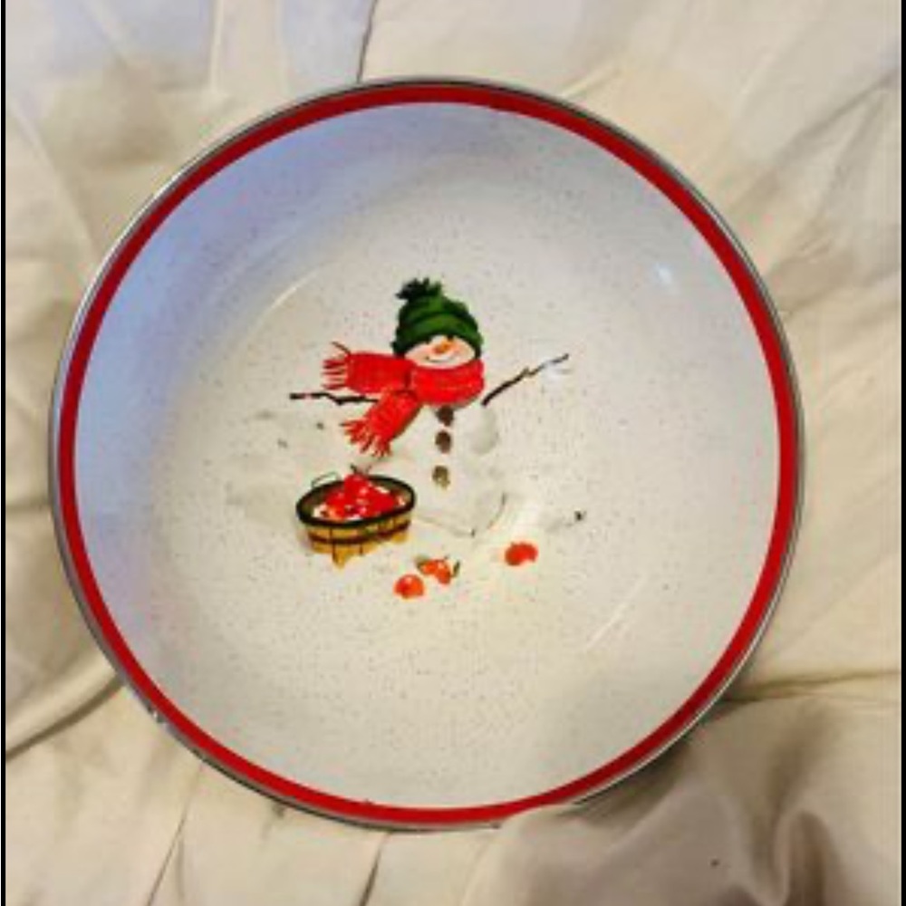 Vintage enamel snowman hallmark bowl